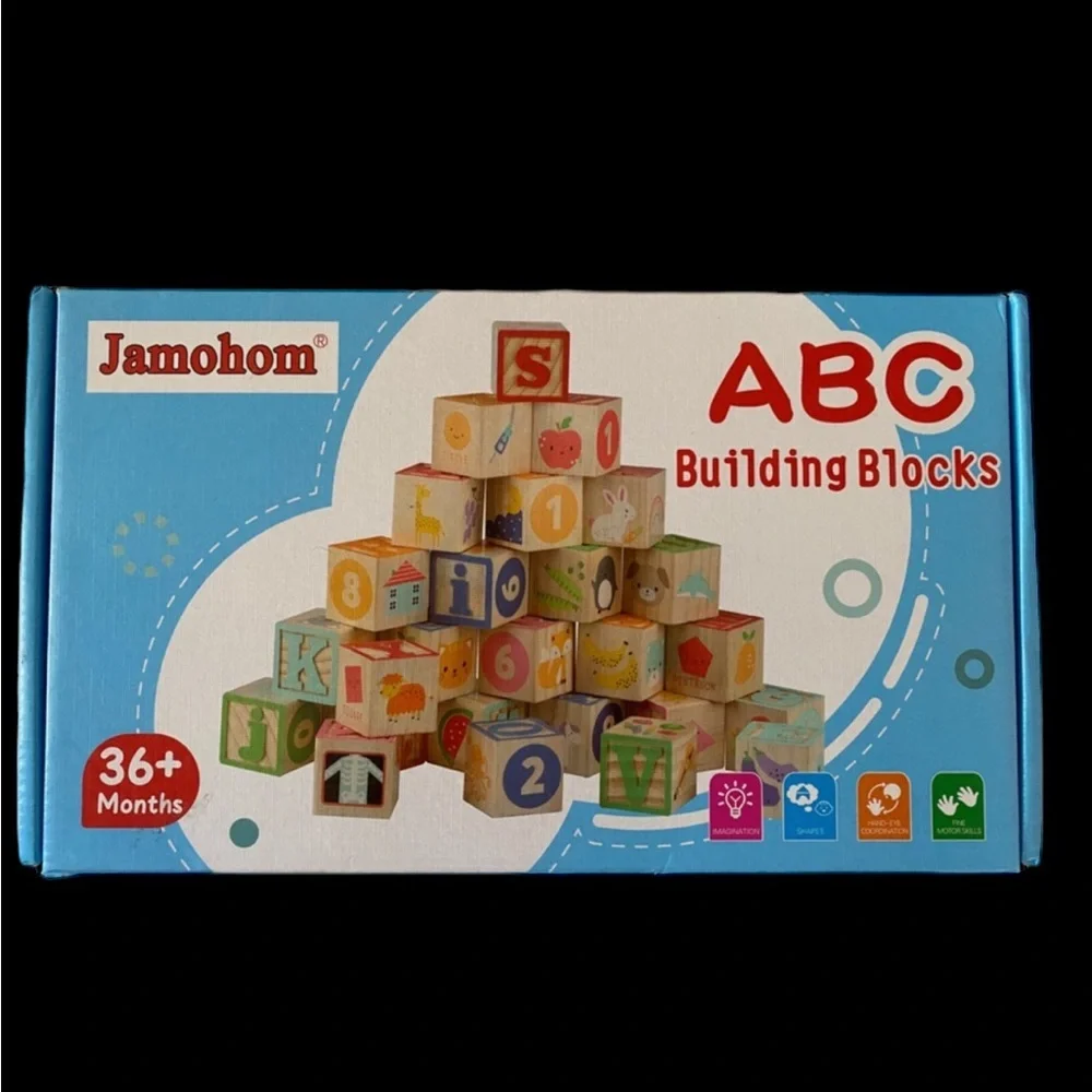 Set Of 26‎ Stacking Wooden Alphabet Building Blocks